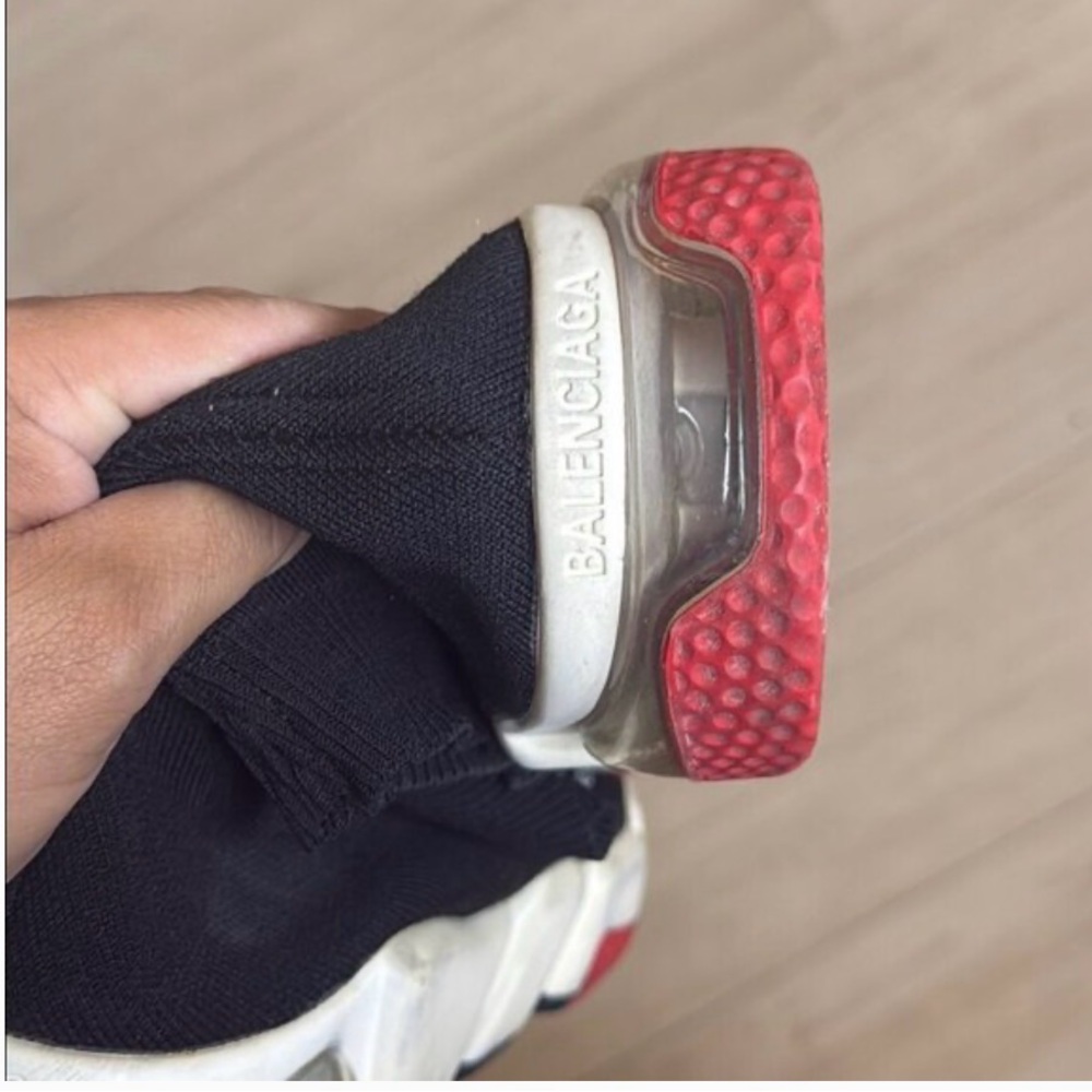 Balenciaga Black Sock Sneaker with Red Tread